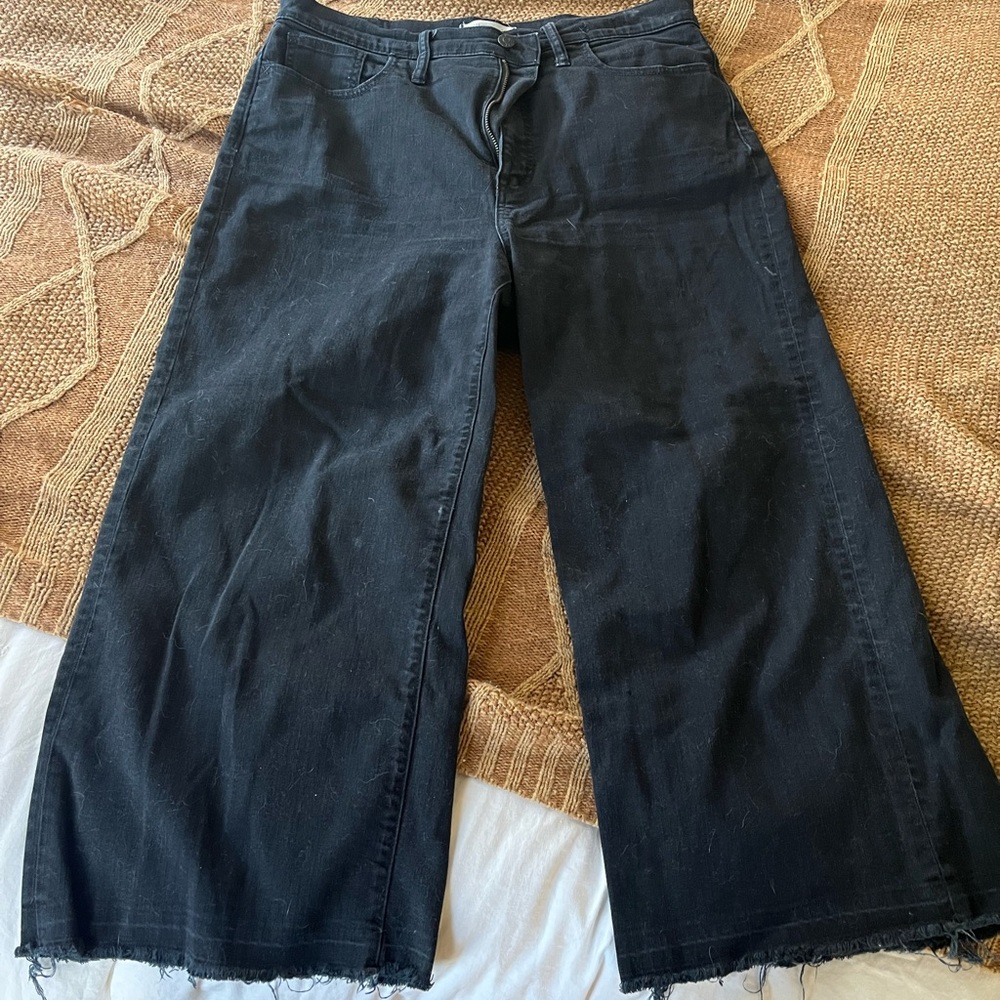Black Wide Leg Crop Jeans, Madewell